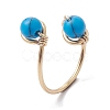Copper Wire Wrapped Natural & Synthetic Gemstone Toe Open Ring RJEW-JR00622-5
