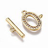 Brass Micro Pave Clear Cubic Zirconia Toggle Clasps KK-T063-97G-NF-3