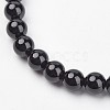 Natural Dyed & Heated Black Agate Stretch Bracelets G-N0264-02-2