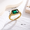 Rectangle 304 Stainless Steel Micro Pave Cubic Zirconia Finger Rings FS-WG7A2B7-09-1