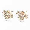 Brass Micro Pave Clear Cubic Zirconia Earring Findings KK-S356-129G-NF-1