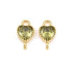 Brass Pave Cubic Zirconia Heart Links Connector Charms KK-K340-49G-06-1