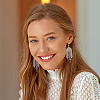 2 Pairs 2 Colors Natural Pearl Beaded & Rhinestone Chains Tassel Earrings EJEW-AN0004-23-5
