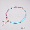 Glass & Synthetic Turquoise Rondelle Beaded Teardrop Pendant Necklaces FS-WG8016E-01-1