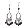 Halloween Skull Dyed Synthetic Turquoise & Alloy Dangle Earrings EJEW-JE05890-3