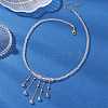 Round Natural Quartz Crystal & Glass Graduated Beaded Tassel Necklaces with Brass Cable Chains for Women NJEW-TA00236-1