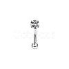 316 Surgical Stainless Steel Flat Round Cubic Zirconia Eyebrow Curved Barbell Rings WG43657-08-1