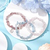 3Pcs 3 Styles Natural Aquamarine & Rose Quartz Chips Stretch Bracelets Sets BJEW-JB11076-06-2
