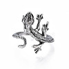 Alloy Lizard Open Cuff Ring for Women RJEW-T009-46AS-1