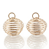 Hollow Lantern Iron Wire Bead Cage Pendants IFIN-N001-02KC-1