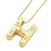 Brass & Plastic Pearl Letter Pendant Box Chain Necklaces for Women NJEW-U017-01G-08-2