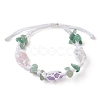 Dyed Natural Quartz Crystal & Green Aventurine Nugget Braided Bead Bracelets BJEW-TA00405-1