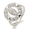 Flat Round with Saint & Heart Rack Plating Brass Micro Pave Cubic Zirconia Adjustable Rings RJEW-I105-04P-10-1