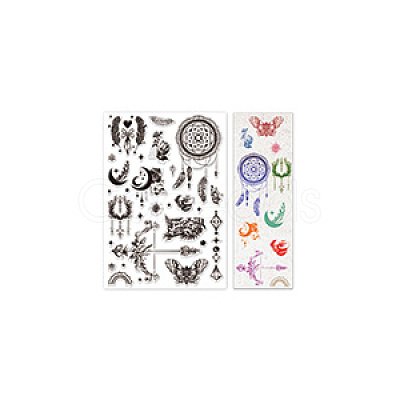 Boho Style Feather Plastic Clear Stamps DIY-WH0584-0002-1
