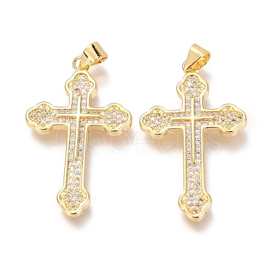 Brass Micro Pave Clear Cubic Zirconia Pendants ZIRC-O038-05G-1