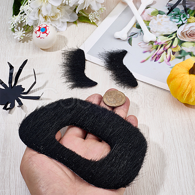Plush Fiber Self-adhesive Artificial 2 Pairs Eyebrow & 2Pcs Mustaches DIY-GF0011-79-1