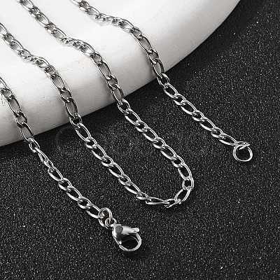 Non-Tarnish 304 Stainless Steel Figaro Chain Necklaces NJEW-E143-04P-1
