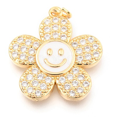 Brass Micro Pave Clear Cubic Zirconia Pendants KK-I683-05-1