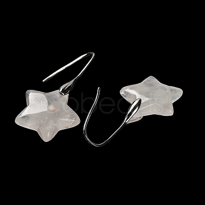 Natural Quartz Crystal Star Dangle Earrings EJEW-I315-03P-09-1