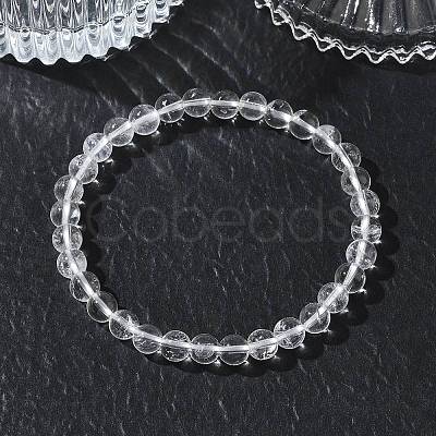 Natural Quartz Crystal Round Beaded Stretch Bracelets GG-CBA12F1-02B-12-1