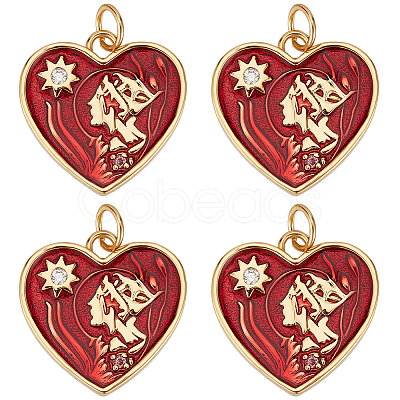 6Pcs Rack Plating Brass Micro Pave Cubic Zirconia Pendants KK-BBC0010-99-1
