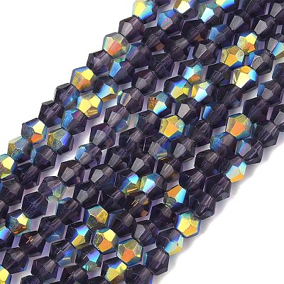 Electroplate Transparent Glass Beads Strands EGLA-K015-18P-1