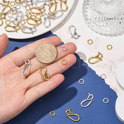 30Pcs 2 Colors Tibetan Style Hook and Eye Clasps FIND-FS0005-27-1