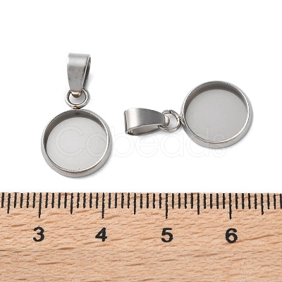 304 Stainless Steel Pendant Cabochon Settings STAS-L282-010P-03-1