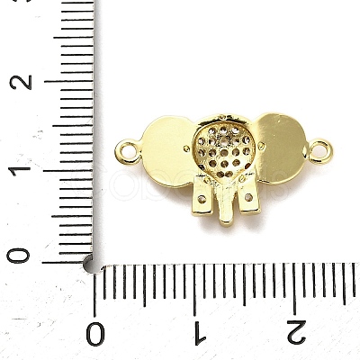 Brass Micro Pave Clear Cubic Zirconia Elephant Connector Charms KK-M324-22G-1