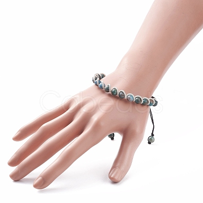 Round Natural Apatite Braided Bead Bracelet BJEW-TA00106-1