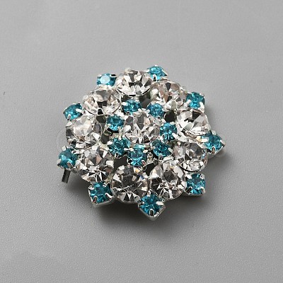 1-Hole Alloy Rhinestone Shank Buttons BUTT-WH0020-35A-1