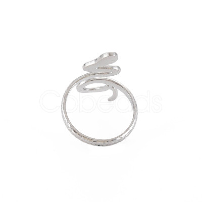 Non-Tarnish 304 Stainless Steel Snake Wide Open Cuff Ring for Women RJEW-S405-160P-1