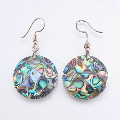 Abalone Shell/Paua Shell Dangle Earrings EJEW-F147-C13-1