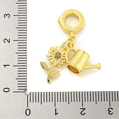 Rack Plating Brass Micro Pave Cubic Zirconia European Dangle Charms KK-P270-02G-G-1