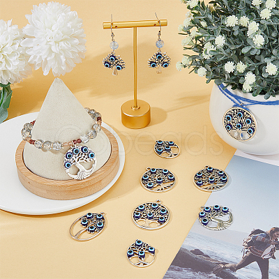 12Pcs 6 Styles Tibetan Style Alloy Pendants FIND-FH0009-09-1