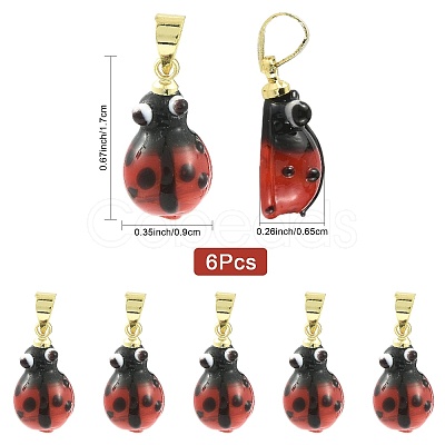 6Pcs Handmade Lampwork Pendants LAMP-FS0001-57B-1