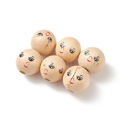(Defective Closeout Sale: Printed Crooked and Crack) Printed Natural Wood European Beads WOOD-XCP0001-70-1