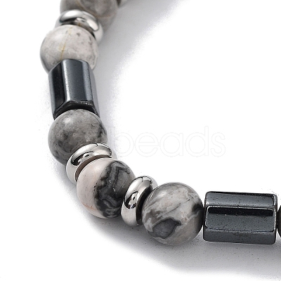 Synthetic Non-magnetic Hematite Faceted Column Beaded Bracelets BJEW-Q777-02-1