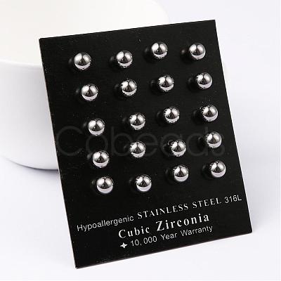 Tarnish Resistant 304 Stainless Steel Ball Stud Earrings EJEW-2224-6mm-P-1