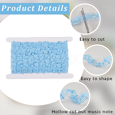 20 Yards Polyester Musical Note Lace Trim Ribbon OCOR-GF0004-44E-1