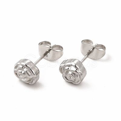 Non-Tarnish 304 Stainless Steel Flower Stud Earrings for Women EJEW-C004-10P-1