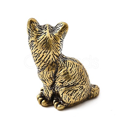 Brass Cat Miniature Figurines Statues for Home Office Desktop Ornament KK-S335-04AB-C-1
