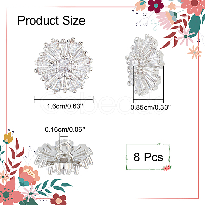 1-Hole Brass Micro Pave Clear Cubic Zirconia Shank Button BUTT-WR0001-07-1