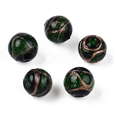 Handmade Gold Sand Lampwork Beads LAMP-T019-12mm-04-1