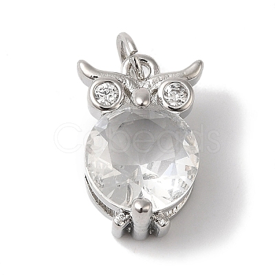 Rack Plating Brass Micro Pave Clear Cubic Zirconia Charms KK-B092-27P-1