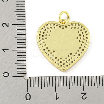 Rack Plating Heart with Flower Brass Micro Pave Clear Cubic Zirconia KK-Z053-23G-1