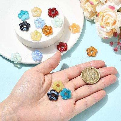16Pcs 8 Colors Two Tone Handmade Lampwork European Beads LAMP-FS0001-83-1