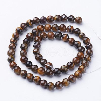 Natural Tiger Eye Beads Strands GSR6MMC014-B-1