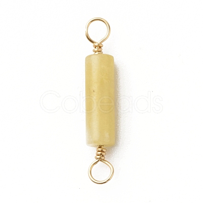 Natural Topaz Jade Connector Charms PALLOY-JF01454-02-1