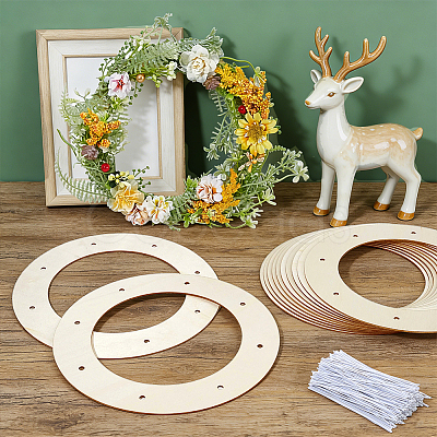 12pcs Unfinished Wood Craft Pendants DIY-OC0016-10A-1